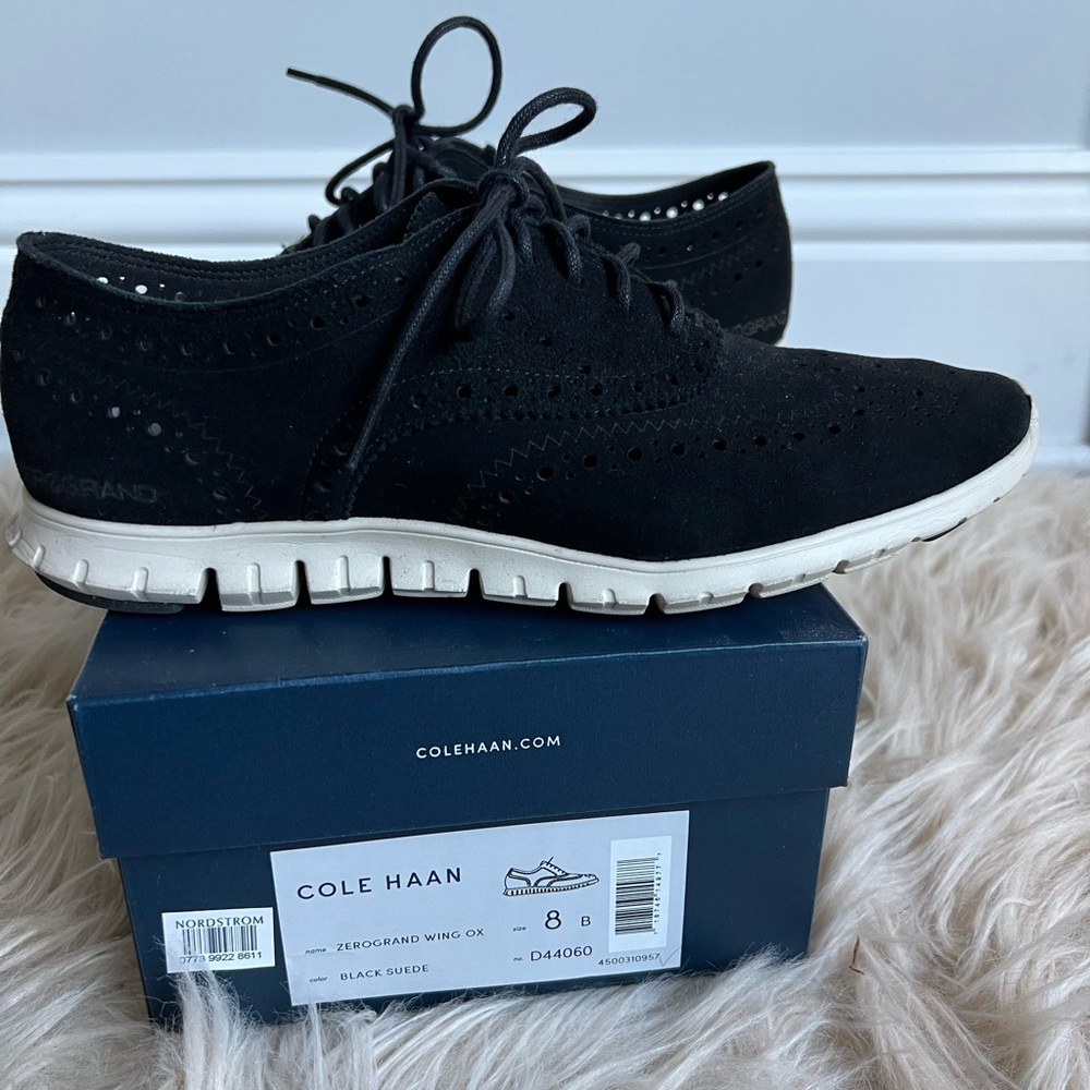 Cole Haan ZeroGrand wing Oxford sneakers (women’s US8) black suede